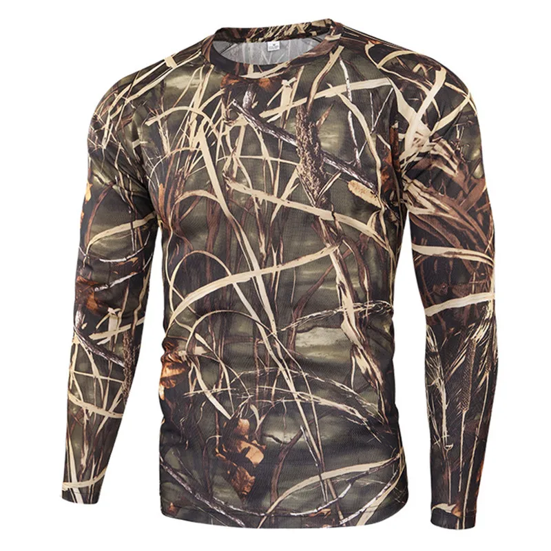 Tactical Quick Dry Hiking T Shirt Men Military Camouflage Breathable Long Sleeve Fitness Tops Outdoor Hunting Camping T Shirts