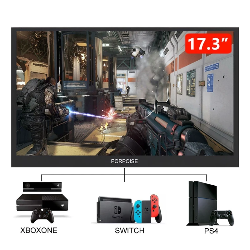  17.3 Inch Super-Ultra Portable Monitor for HDMI PS3 PS4 XBOX PC 1920 x 1080P IPS Screen USB Display