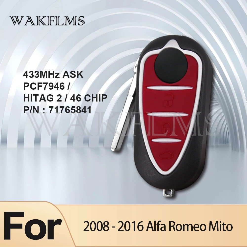 Remote Key For Alfa  Romeo 147 159  Mito 2008 -  Delphi BSI  with HITAG 2   7946 CHIP