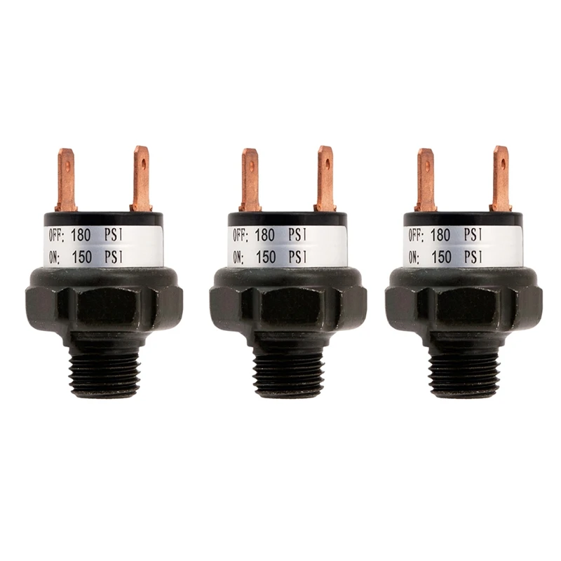Npt 1/4 Air Compressor Tank Pressure Control Switch 150 Psi On-180 Psi Off Air Ride Suspension(3Pk