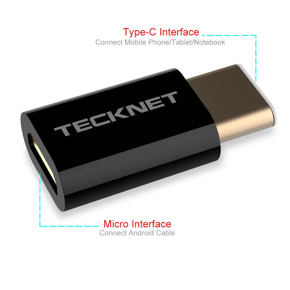 TeckNet usb type C OTG адаптер type C штекер Micro usb-кабель 10 см Vonverters для Macbook samsung S10 huawei Xiomi usb type C