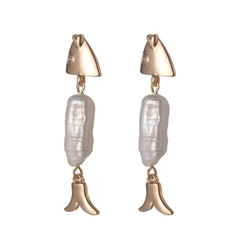 

2020 New Arrival Fresh Water Pearl Earrings for Women Fish Shape Cute Dangle Drop Earring Jewelry