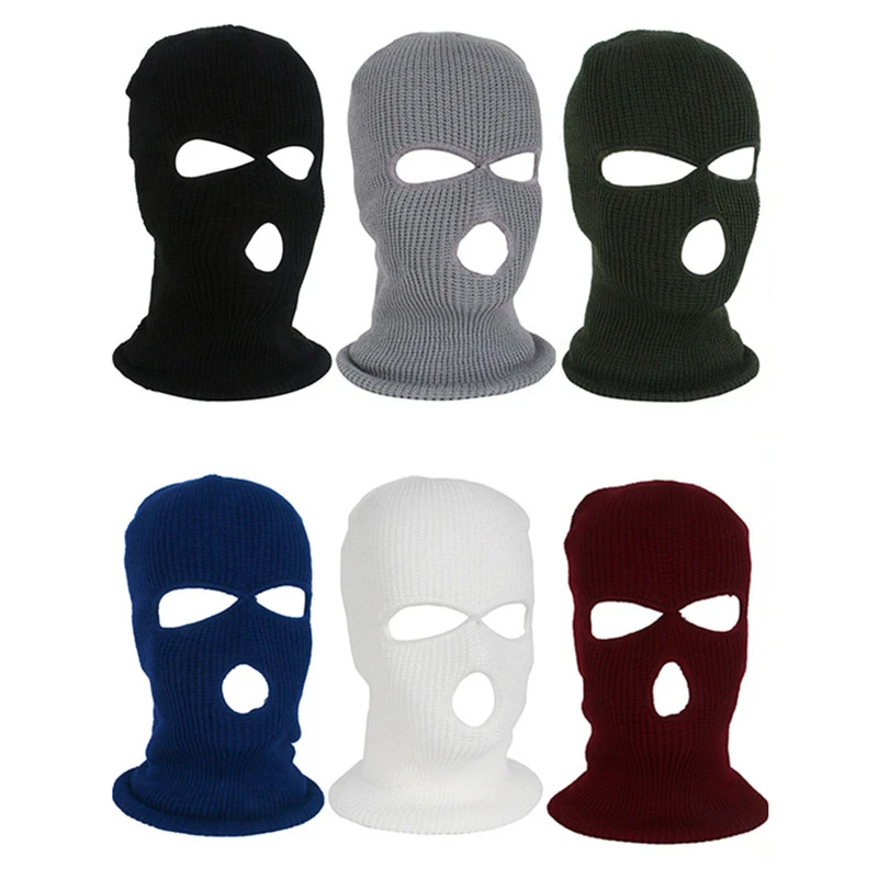 Unisex Winter Warm 3 Hole Ski Mask Balaclava Knitted Hat Face Shield Beanie  Cap Outdoor Cycling Tactical Military Full Face Mask - Headwear - AliExpress