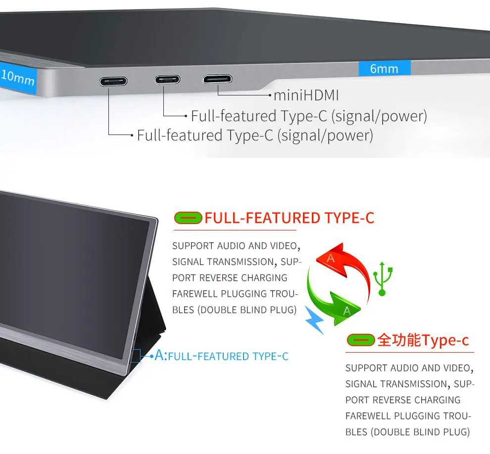 Высококачественный тонкий 15,6 портативный монитор 1080 ips экран usb type C HDMI дисплей для ПК ноутбука Ps4 переключатель Xbox игровой монитор 4k