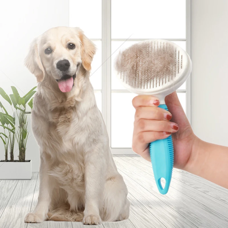 Pet Dog Comb Automatic Hair Removal Brush Dog Needle Comb Bath Hair Shedding Massage Brush for Cats Dogs Pet Grooming Tool