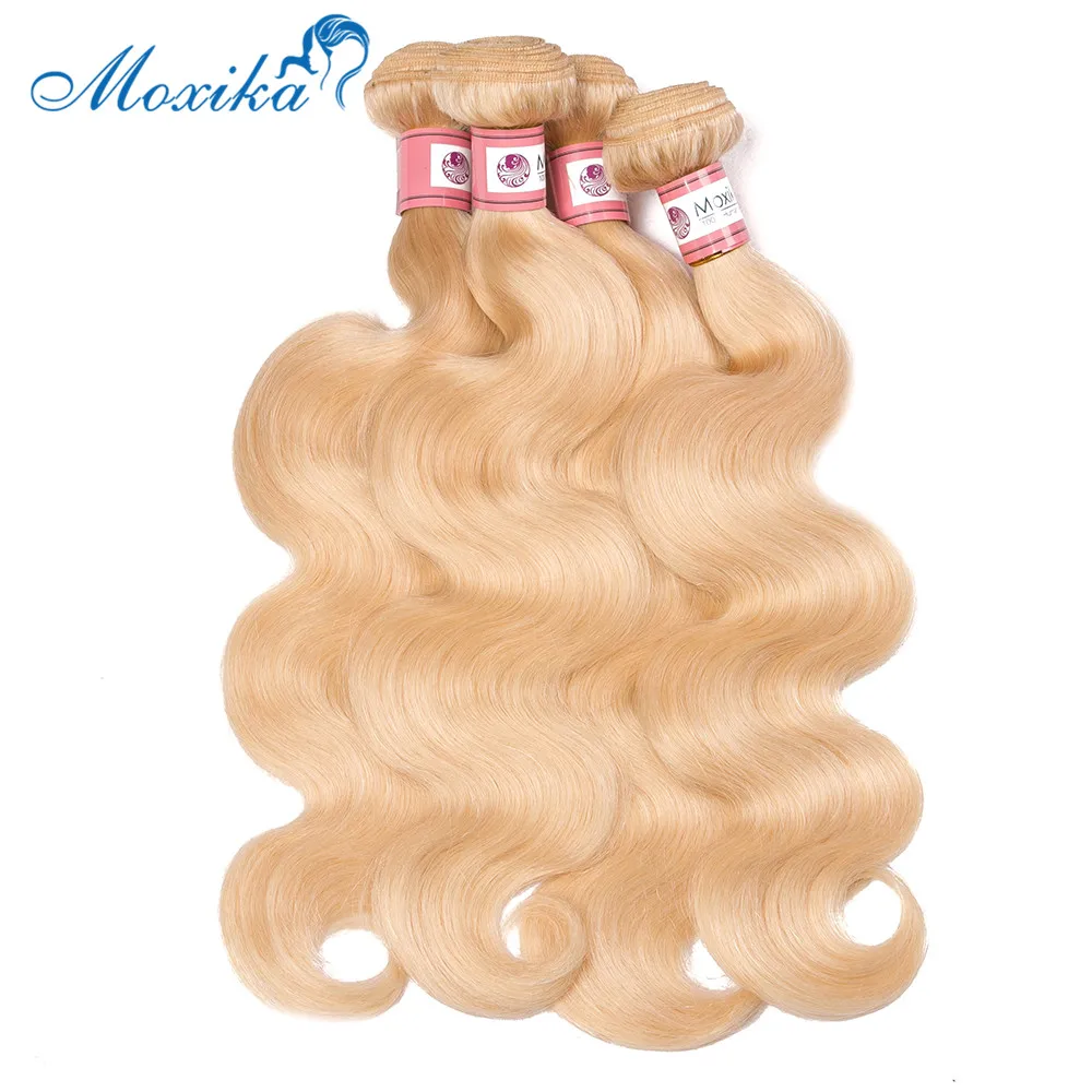 Moxika 613 блонд перуанские объемные волнистые волосы remy 4 пряди человеческие волосы блонд плетение 8-26