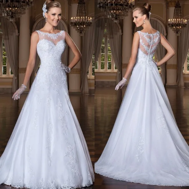 

Custom Made vestido de noiva 2018 A-Line See Through Back vestido noiva Bridal Gown vestidos de gala mother of the bride dresses