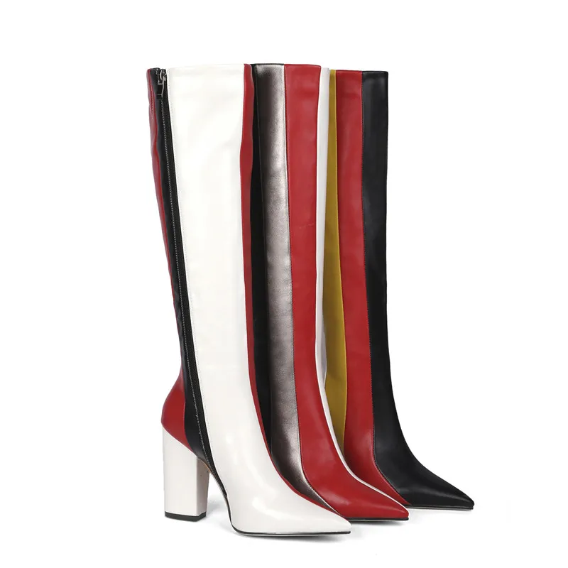 MORAZORA/ г.; Новое поступление; высокие сапоги до бедра; женские разноцветные модельные туфли на высоком каблуке; сезон осень-зима; женские высокие сапоги