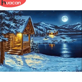 

HUACAN 5D DIY Diamond Embroidery Winter Cross Stitch Kit Diamond Painting Landscape Rhinestones Pictures Home Decor