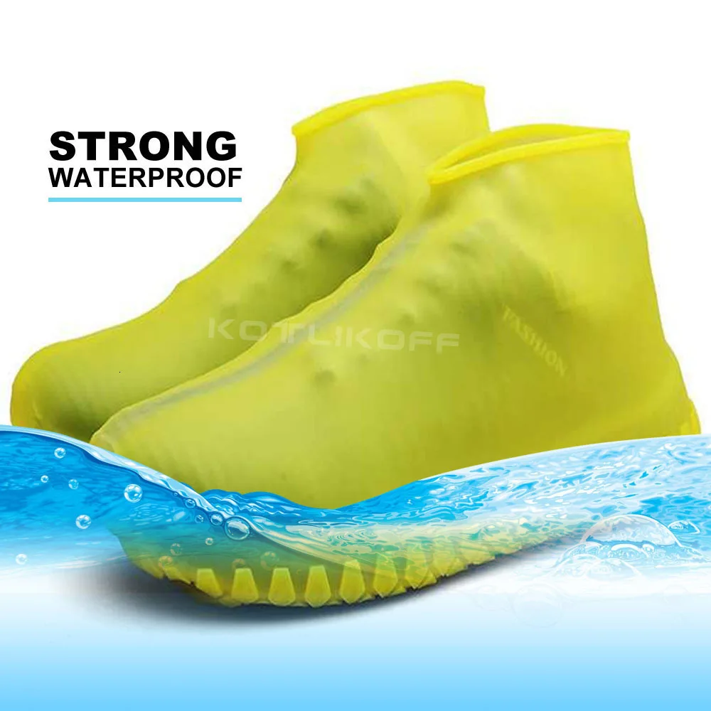 Силиконовая обувь многоразовая Водонепроницаемая непромокаемая Мужская обувь покрывает непромокаемые сапоги Нескользящая моющаяся
