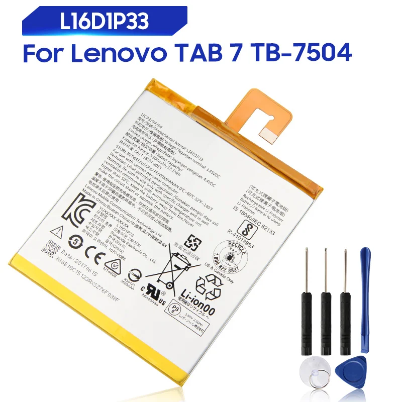

Original Replacement Battery For Lenovo TAB 7 TB-7504N TB-7504F 7504X Tablet PC L16D1P33 Genuine Battery 3500mAh