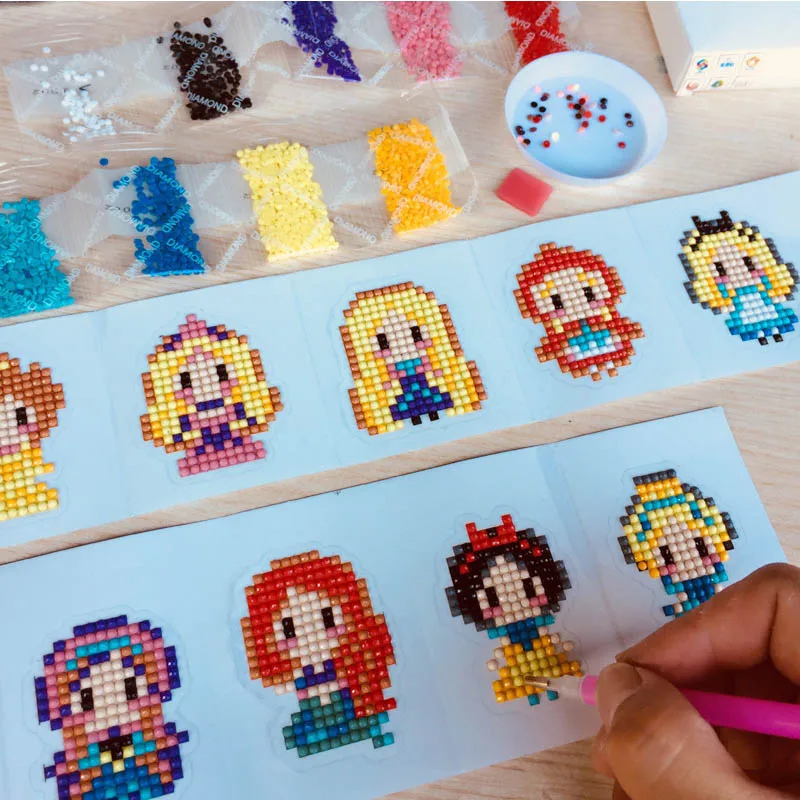 

DIY Mini-Patterns Diamond Embroidery Princess Diamond Painting For Children Round Diamond Sticker For Cup Book Phone Decoration