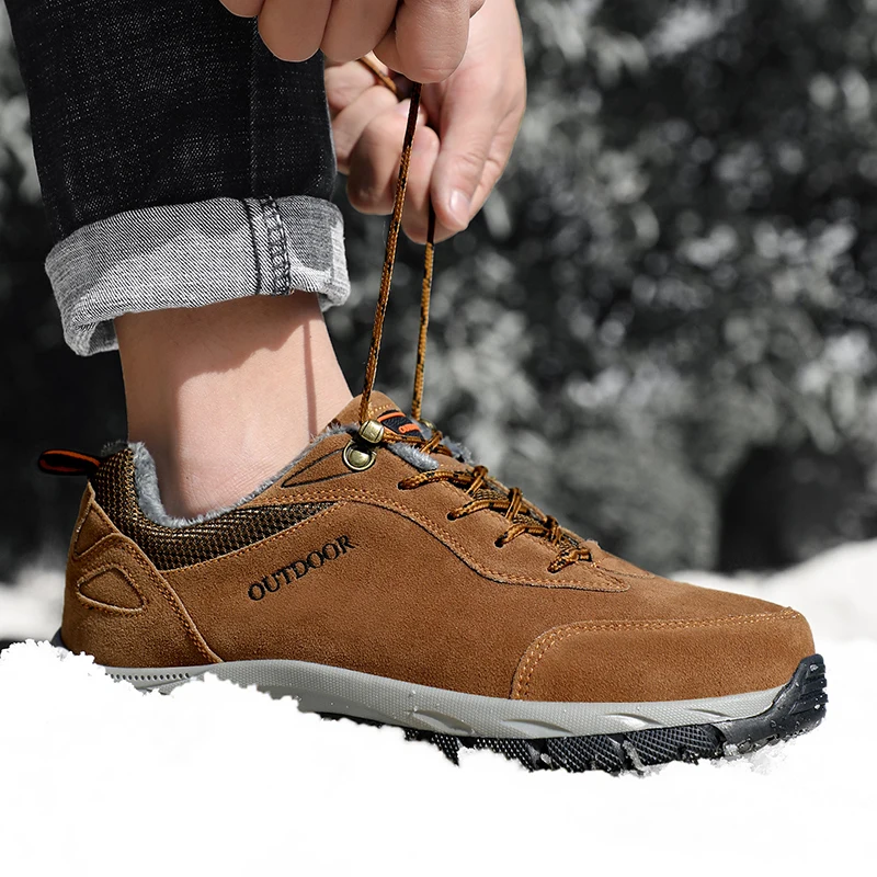 Fhlyiy/высококачественные мужские ботинки; зимняя мужская повседневная плюшевая теплая обувь; ботинки для альпинизма; уличные спортивные Трекинговые ботинки