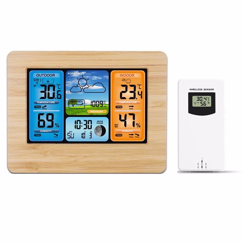 ЖК-цифровой измеритель температуры и влажности для дома и улицы, гигрометр, термометр, метеостанция с часами