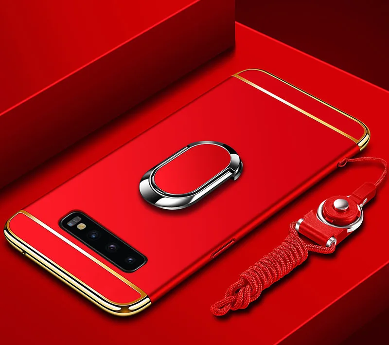 Для samsung Galaxy S10 S9 S8 Plus S10e магнитный автомобильный чехол держатель для пальцев кольцо Чехлы Жесткий Полный Защитный чехол S10 Plus чехол - Цвет: red