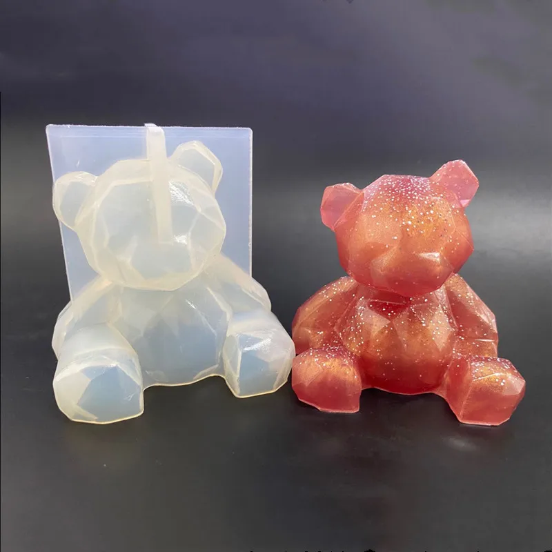 3D Медведь Кристалл эпоксидная форма Сделай Сам геометрический трехмерный