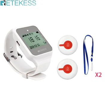 

Retekess Emergency Calling System Home Caring 2 Wireless Call Buttons+Watch Receiver for The Elderly Children