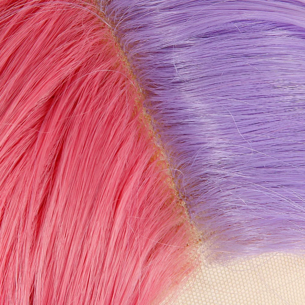 Розовый фиолетовый парики термостойкие синтетические парики шнурка парик для косплея 24 ''длинные волнистые парик фронта шнурка