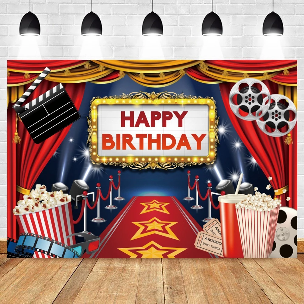 2.5x1.8m Tapis Rouge Joyeux Anniversaire Toile de Fond Film Pop