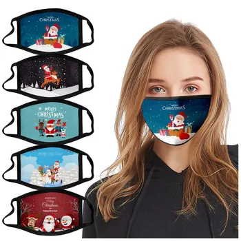 

5PCS Adult Protection Face Mask Unisex Christmas Print masks washable Mouth Cover Face Shield mascarillas reutilizables Facemask