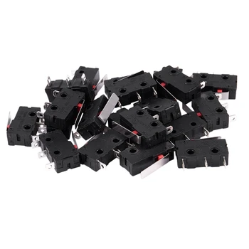 

20Pcs AC 125V 250V 5A SPDT 3-Pin Momentary Plastic Micro Limit Switch Black+Silver
