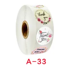 

500pcs/roll Roll Thank You Flower Stickers Holiday Wedding Decoration Stickers Round Self-Adhesive Seal Labels 4 Inch