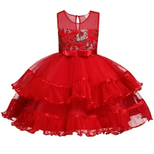 Новая детская одежда платье с бантом и вышивкой детское платье рождественское платье принцессы банкетное платье