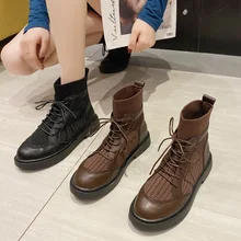 Модные женские зимние теплые ботиночки на шнуровке в стиле ретро; зимние ботинки; Рабочая обувь; удобная женская обувь; rzapatos de mujer; K11-27