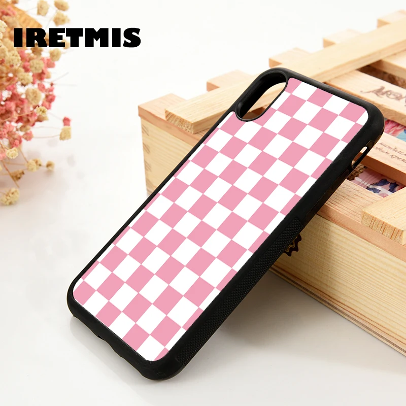 Чехол-накладка Iretmis для iPhone 7 8 plus X Xs 11 Pro Max XR 5 5S SE 6 6S силикон в клетку | Мобильные