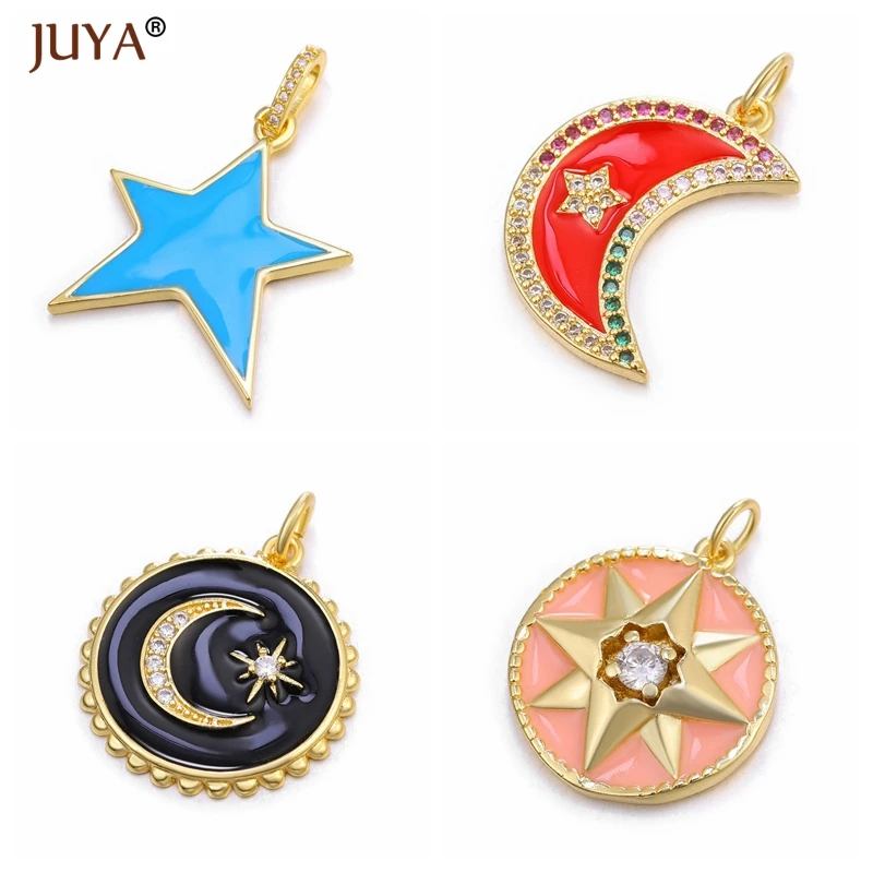 JUYA Новые Модные Подвески для изготовления ювелирных изделий солнце/звезды/луна Эмаль Шарм Высокое качество DIY аксессуары для рукоделия