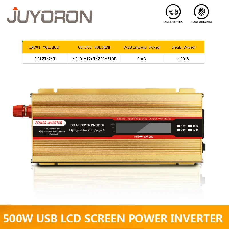 

500W Single USB Car Inverter With LCD Screen AC 12V To 220V Car Voltage Power Converter DVD players Car Vacuum Cleaner