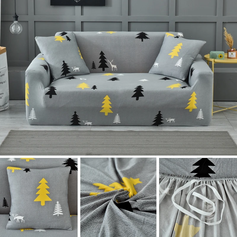 

Flower Pattern Elastic Sofa Cover Spandex Modern Geometric Polyester Corner Sofa Couch Slipcover Chair Protector 1/2/3/4 Seater