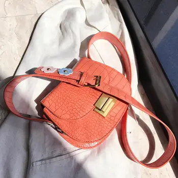 

Crocodile pattern Saddle bag 2020 Fashion New High-quality PU Leather Women's Designer Handbag Small Lock Shoulder Messenger Bag