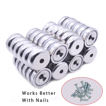 

Super Power Rare Earth Cup Magnets, 95 LBS Holding Force, 1.26"D x 0.3"H Diameter,Countersunk Hole for #10 Bolt, Pack of 8PCS