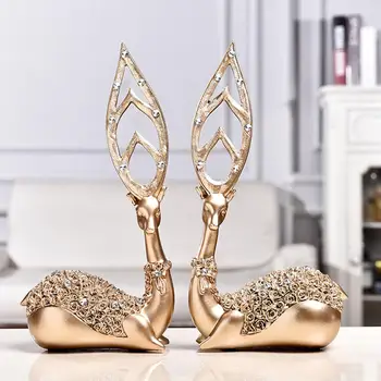 

DishyKooker 1 Pair Couple Deer Shape Decoration for Home Office Decor Resin Crafts