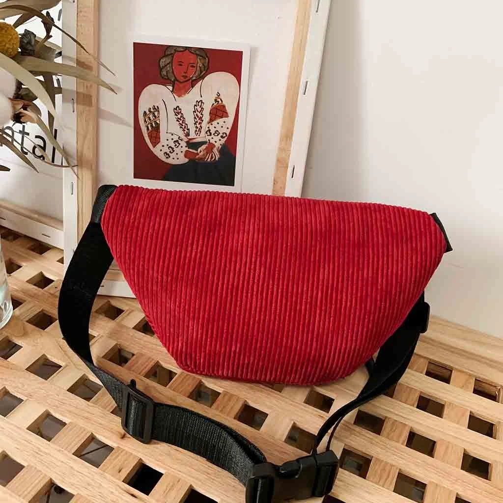 Aelicy Waterproof Waist Bag Men Female Corduroy Functional Money Phone Belt Belt Bag With 2 Zipper Bags Large Capacity 1024