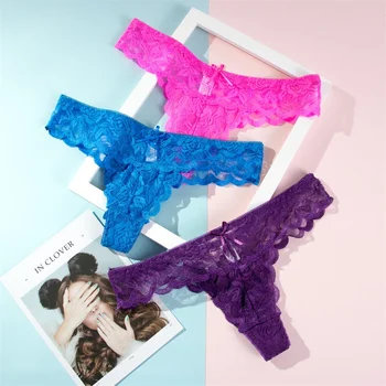 

8color Gift full beautiful lace Women's Sexy lingerie Thongs G-string Underwear Panties Briefs Ladies T-back