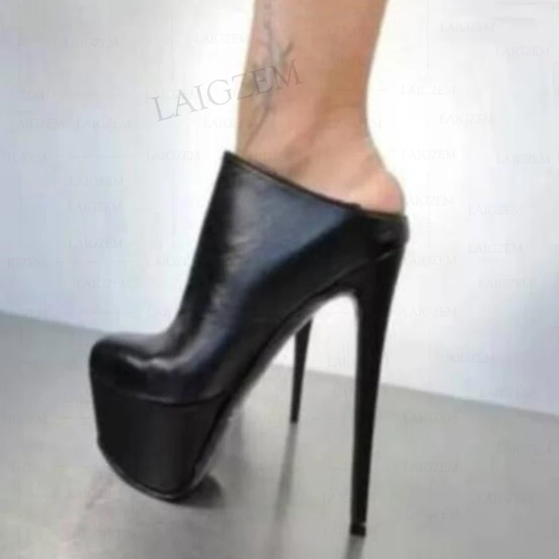 

Туфли SEIIHEM женские на платформе, без застежки, искусственная кожа, высокий каблук, сандалии, мюли, вечерняя вечерние, большие размеры 19 41 42 45