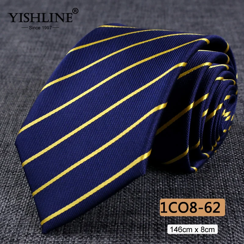 1CO8-62 YISHLINE, распродажа, 8 см, мужские галстуки, классический галстук, синий, для мужчин, в полоску, в клетку, серый, розовый, деловой галстук для жениха, свадебные аксессуары - Цвет: 1CO8-62