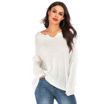 

2019 Autumn and Winter New Style Thin Sweater Women Long Sleeve V-neck Pullover Knitting Shirt Women's Sweaters and Pullovers