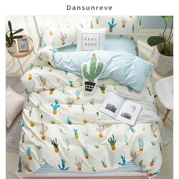 

Dansunreve Home Textile Cotton blend Bedding Duvet Cover Set Flat Sheet Pillowcase 6 3 Or 4Pcs 2020