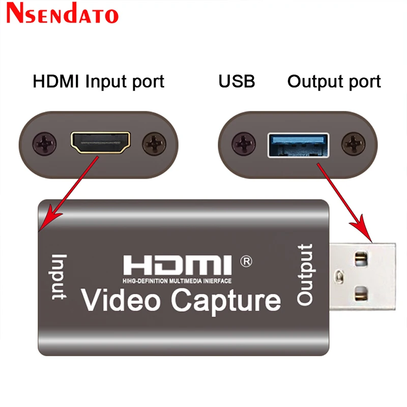 Video Capture Adapter 4K 1080P 60hz USB2.0 Audio Video Capture Card HDMI To USB 2.0 Acquisition Card Live Streaming Plate Camera Switch Game Recording