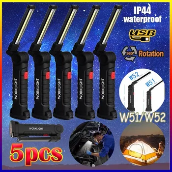 5 Mode Torch Folding Rechargeable COB LED Slim Flashlight Inspection Lamp Magnetic Work Light Camping Pocket Light 1