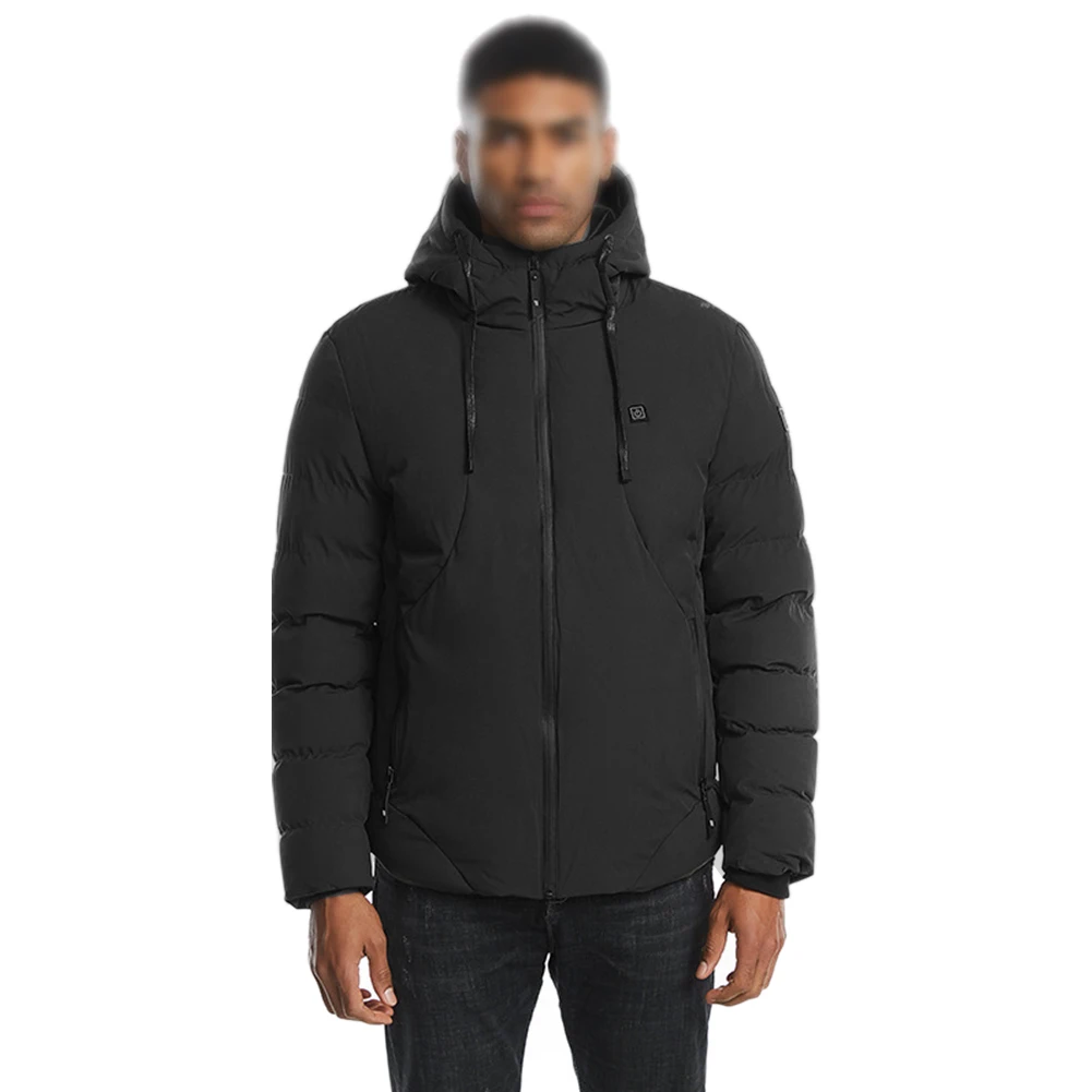 

Men Outdoor Winter Wadded Jacket Soft Waterproof USB Powered Warm Washable Skiing Hooded Heating Zipper Long Sleeve