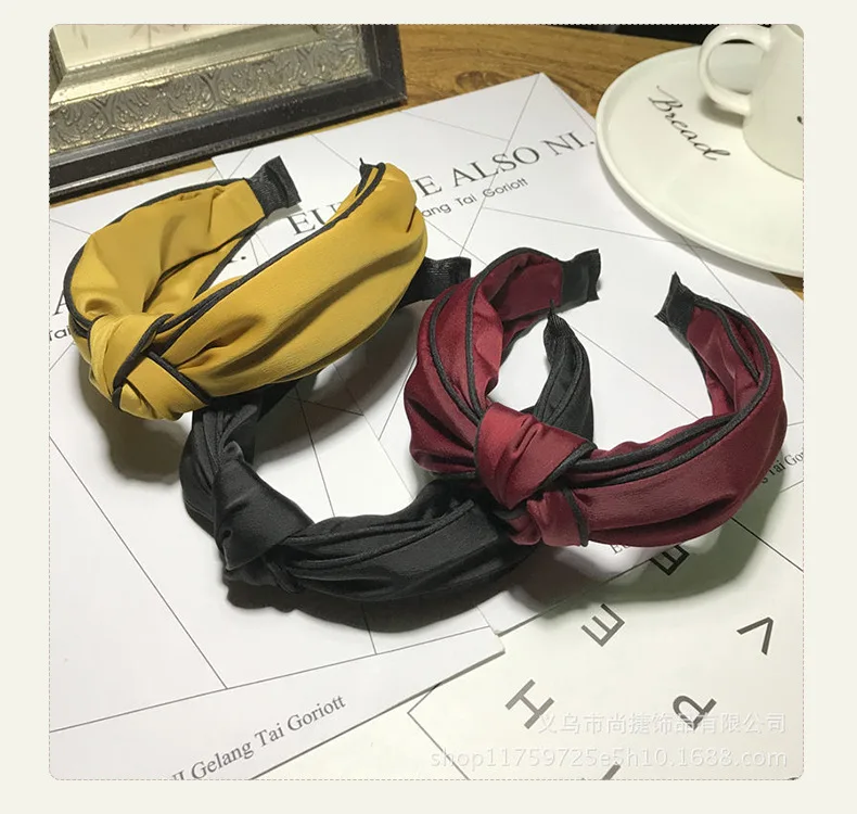 

Sweet Wide Edge Lady Hair Hoop Hairbands Simple Cloth Cross Solid Headband Girls Gifts Women's Headwear Accessories Wholesale