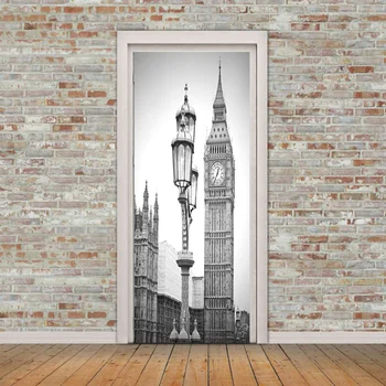 

2pcs Self-Adhesive Waterproof Damp-proof 3D Creative Door Stickers Decorative Paper Decoration Door Stickers for Home