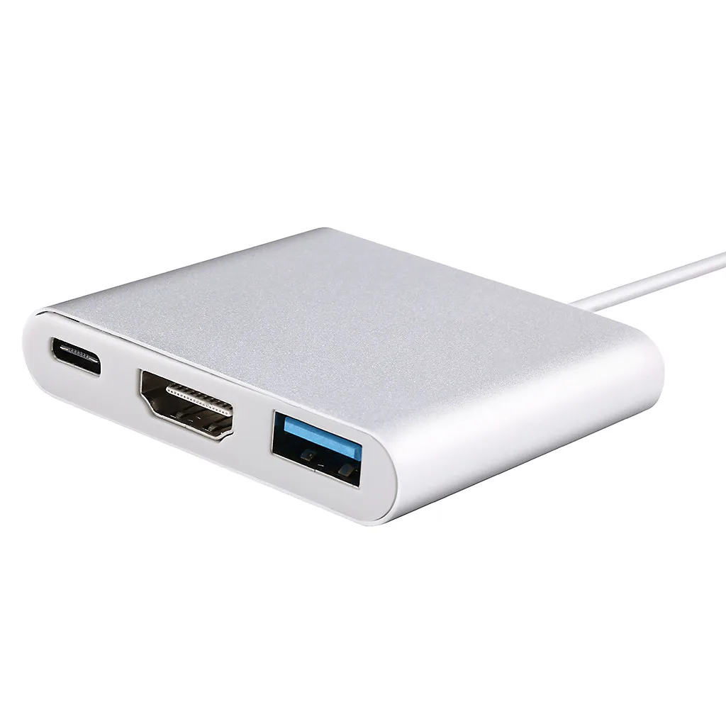 Type C USB 3,1-USB-C HDMI USB 3,0 адаптер 3в1 концентратор для ноутбука ПК ТВ