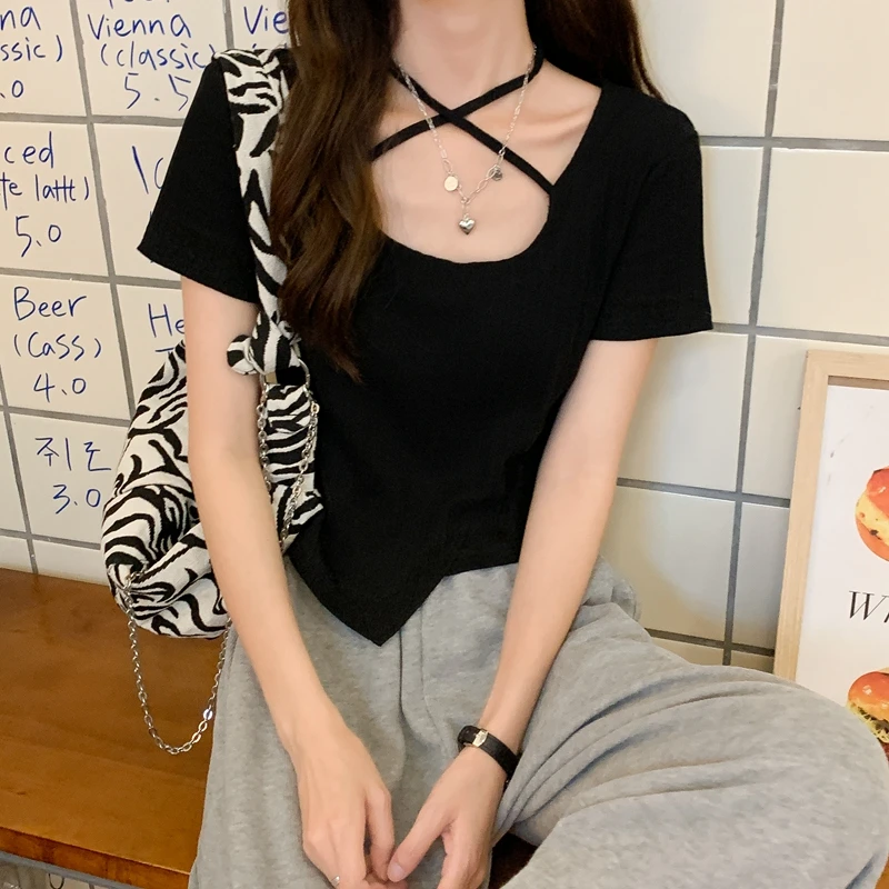 

Повседневная Свободная шикарная Однотонная футболка Женская Корейская Harajuku женские футболки топы японская Kawaii Ulzzang одежда для женщин