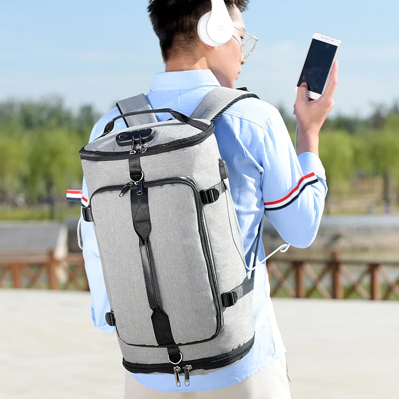 

2019 New Travel Bag Male Shoulder Bag Large Capacity Backpack Fitness Bucket Bag Trend Outdoor Leisure
