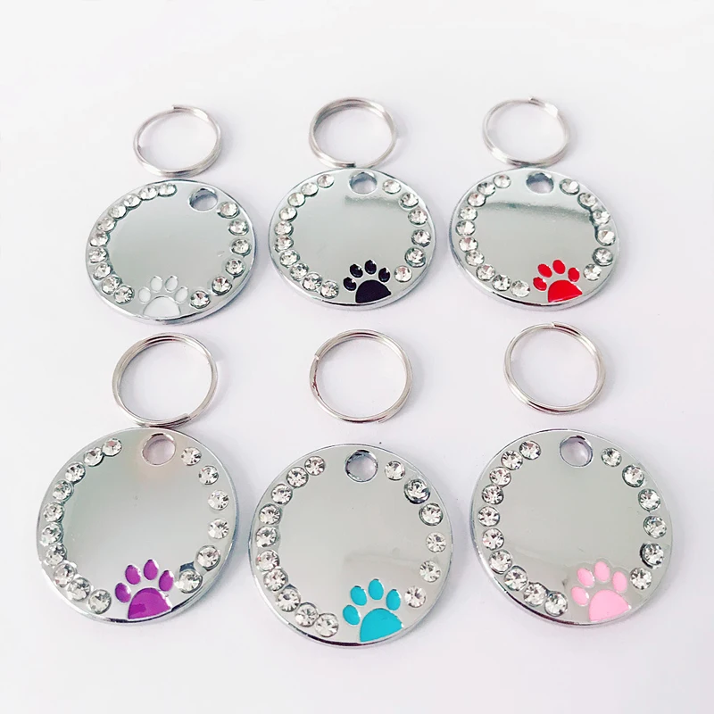 Custom Dog Tag Engraved Pet Dog Collar Accessories Personalized Cat Puppy ID Tag Paw Name Tags Pets Necklaces Pendant Anti-lost